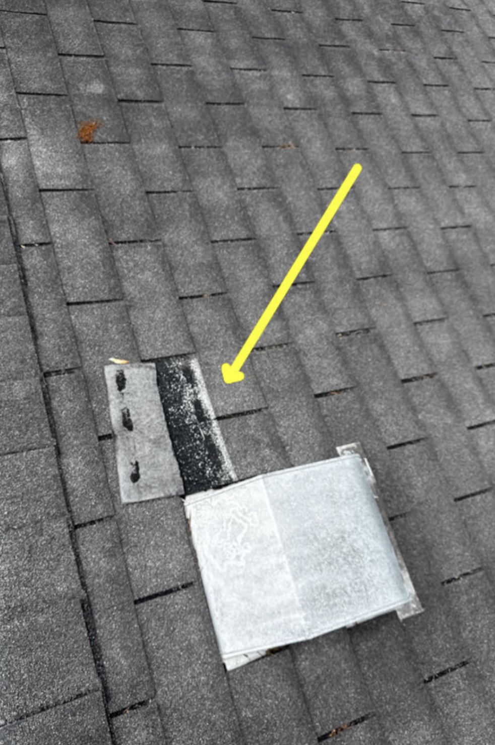 Improper roof flashing repair